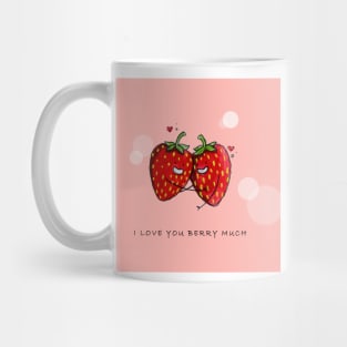 Cute Strawberry Couple with "I Love You Berry Much" Mug